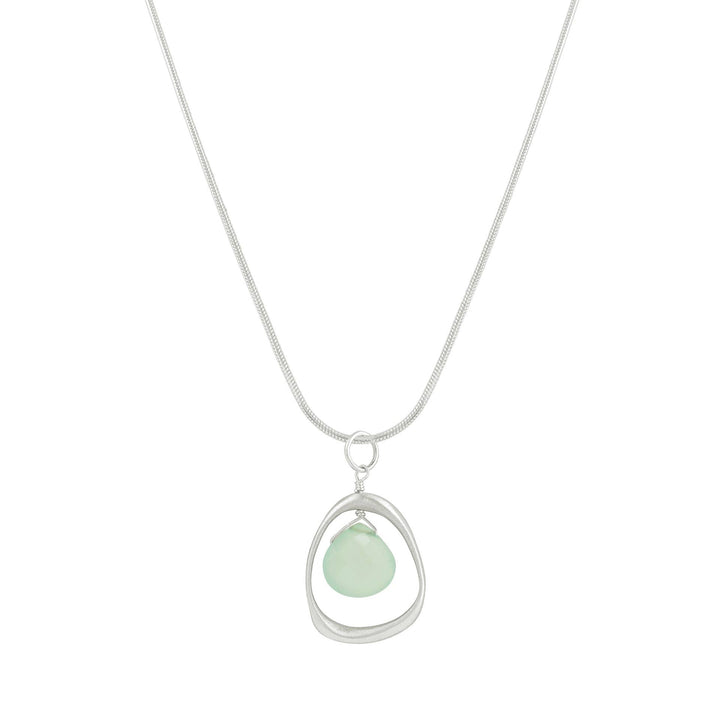 Open Circle with Chalcedony Necklace in Silver