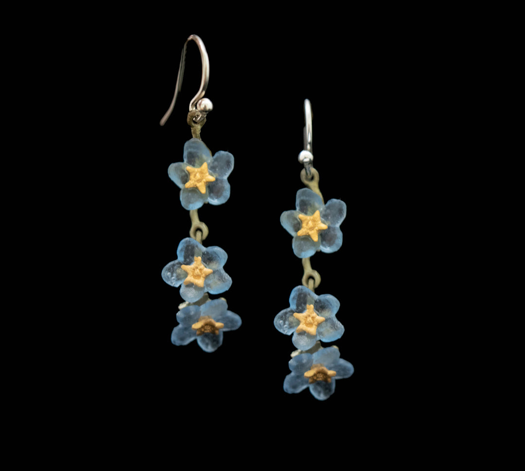 Forget Me Not Triple Flower Wire Earrings