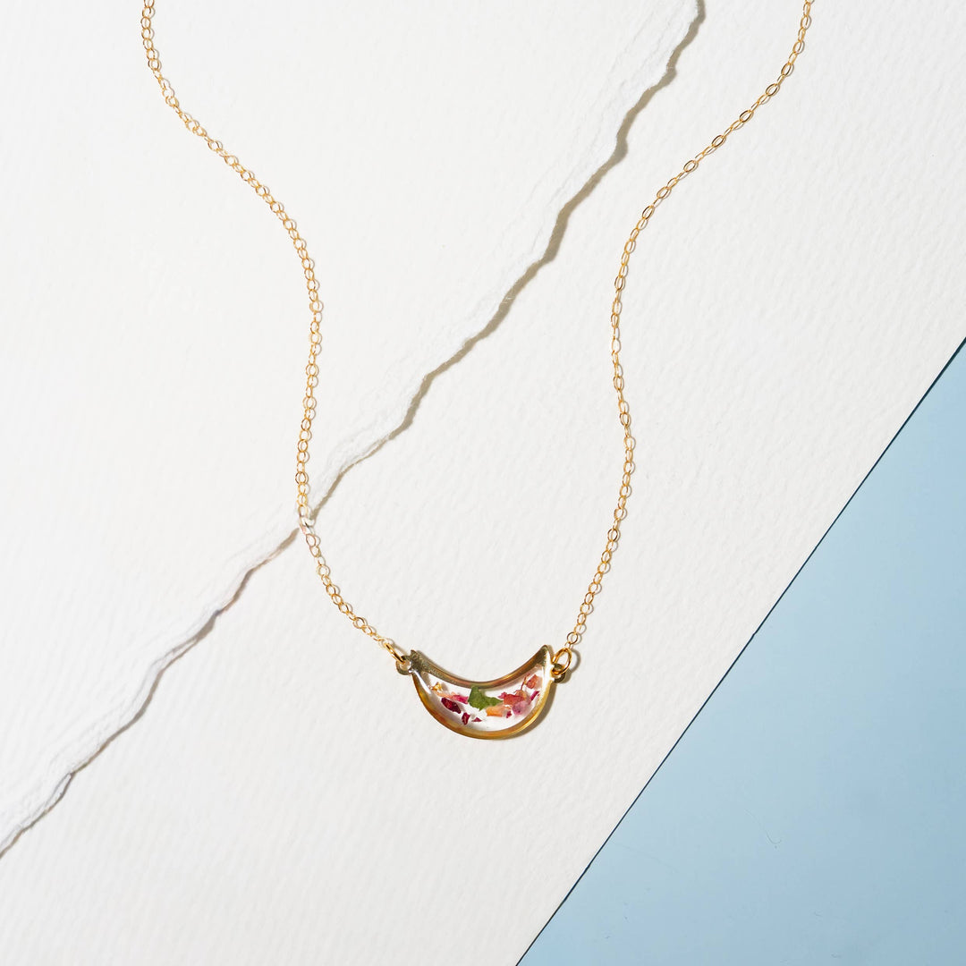 Moon Petal Confetti Gold Filled Necklace : 18"