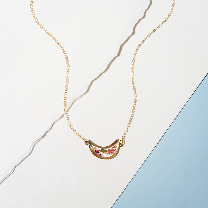 Moon Petal Confetti Gold Filled Necklace : 18"