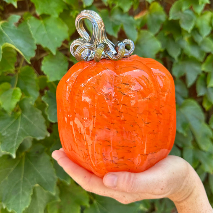 Medium Orange Glass Pumpkin