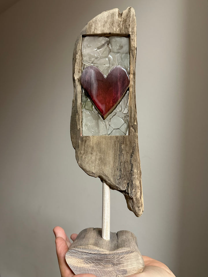 Large Driftwood Heart - Pink + Purple