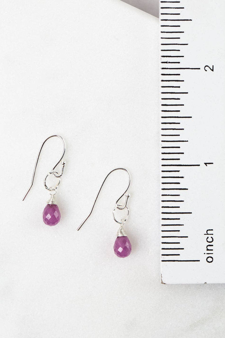 Birthstone July Silver Ruby Simple Earrings