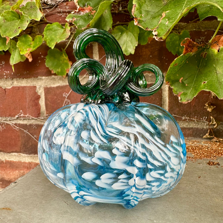 Blue + White Glass Pumpkin