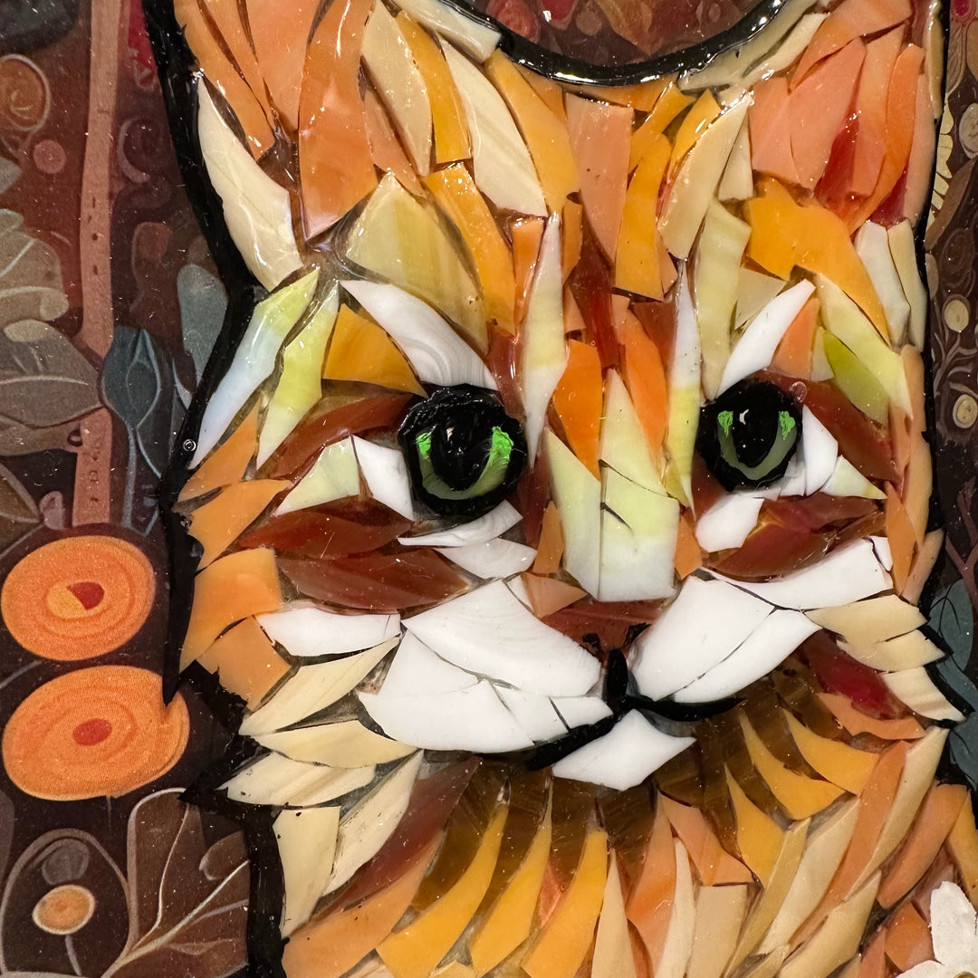 Orange Tabby in Flowers Mosaic