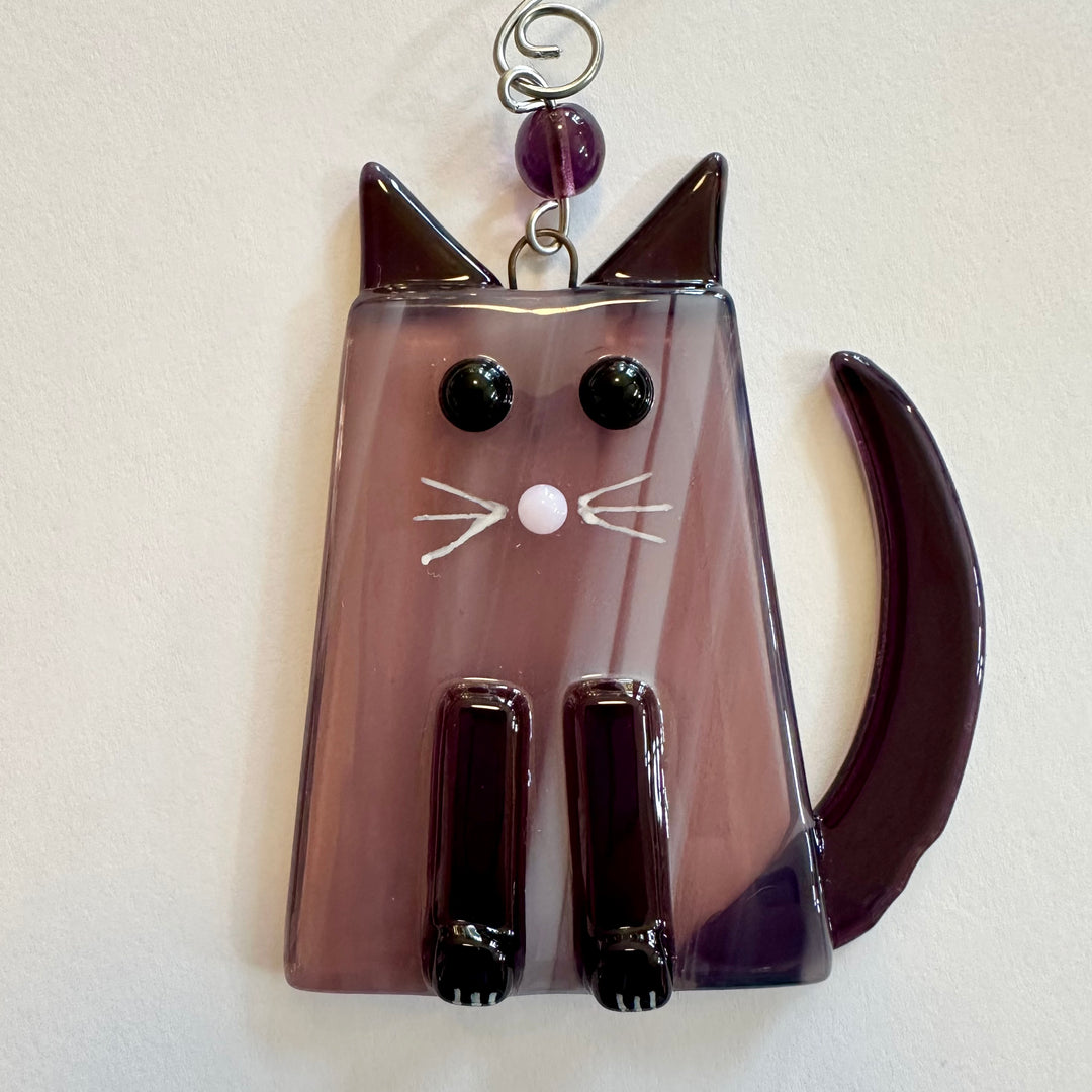 Violet Fat Cat Suncatcher or Ornament