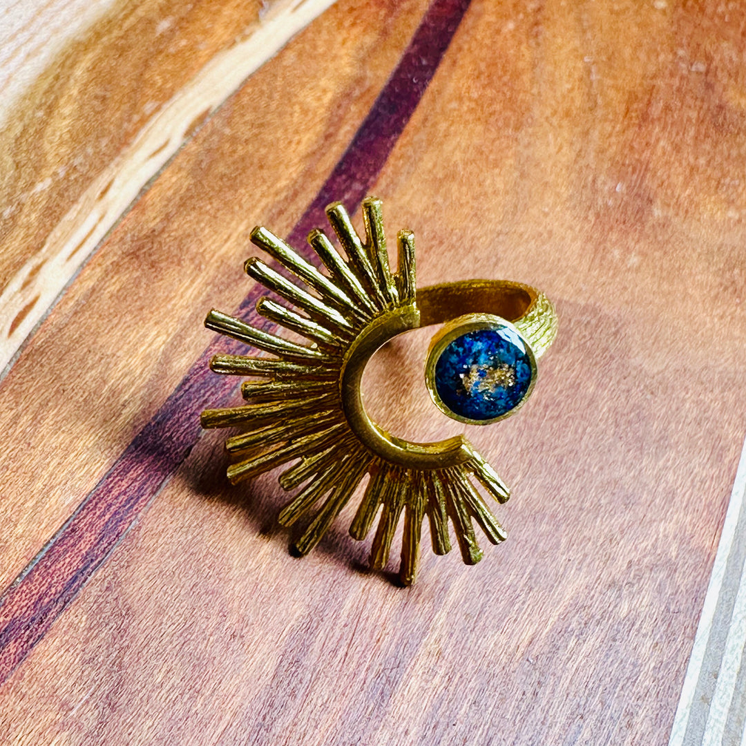 Adjustable Brass Starburst Ring