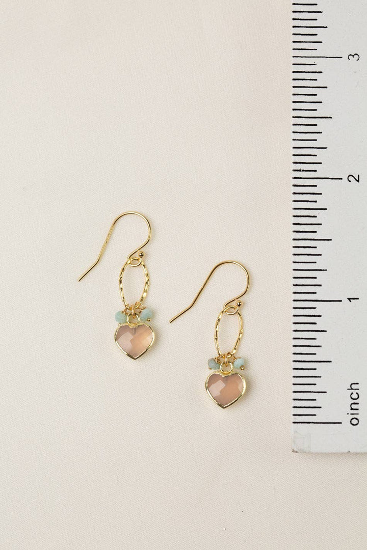 Solace Aquamarine With Rose Quartz Dangle Earrings