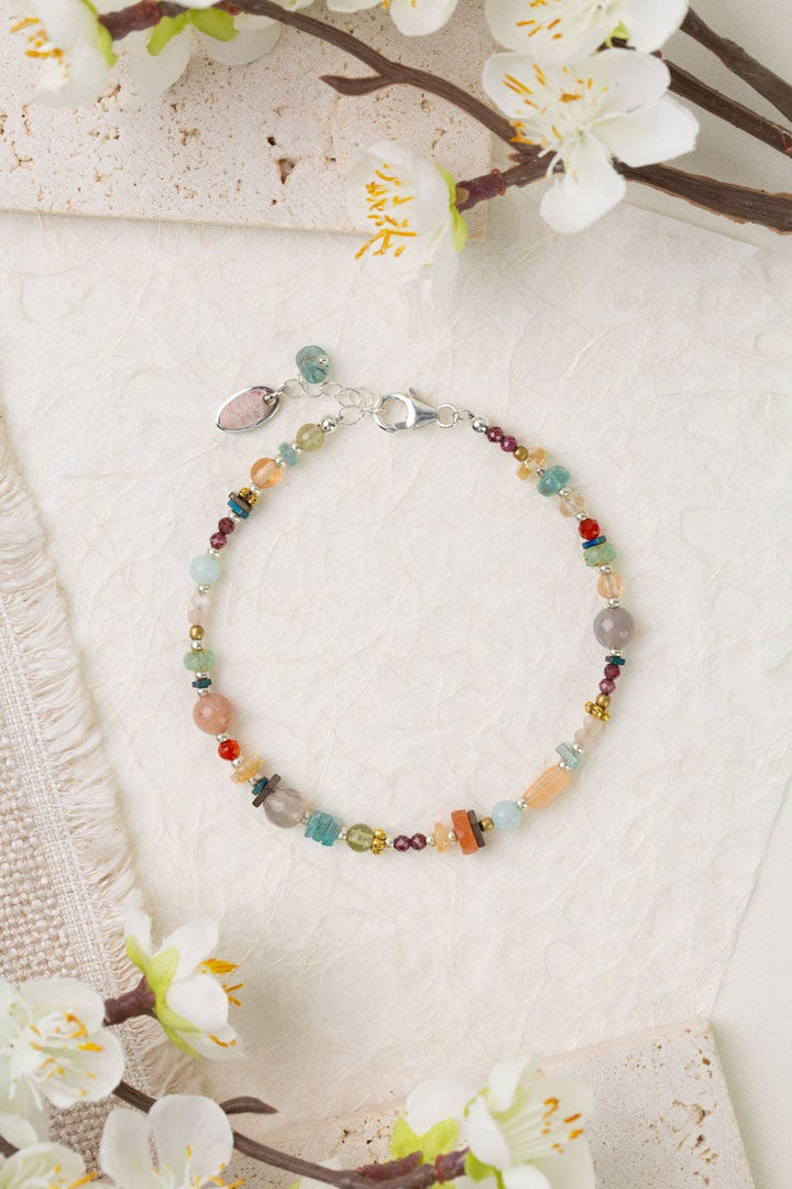 Gentle Breeze Moonstone, Garnet, Apatite Simple Bracelet