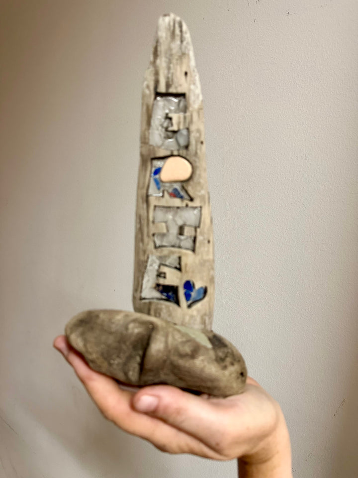 Driftwood + Beach Glass Vertical ERIE