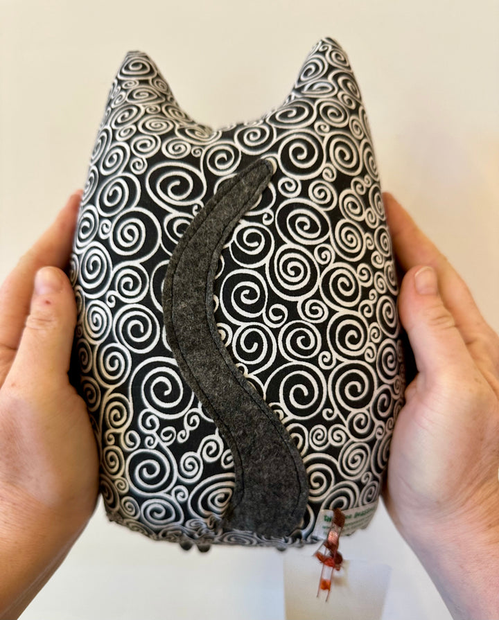 Plush Cat Black Swirl