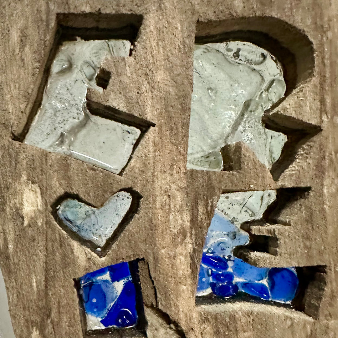 LOVE ERIE Driftwood Wall Hanging + Beach Glass
