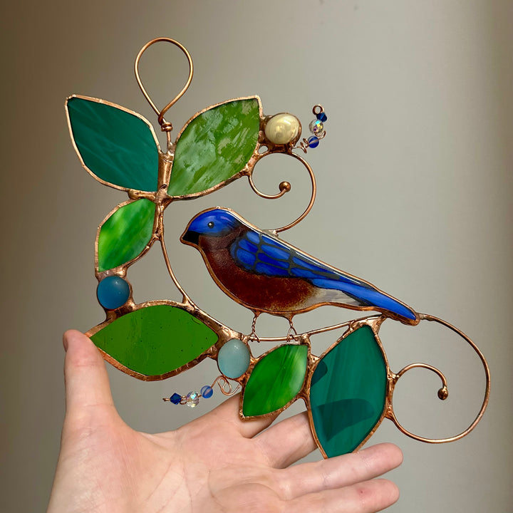 Bluebird on Wire Stained Glass