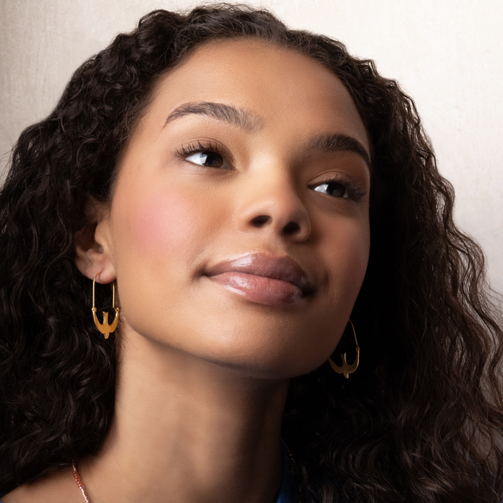 Swallow Hoop + Gold Refined Icon Earrings