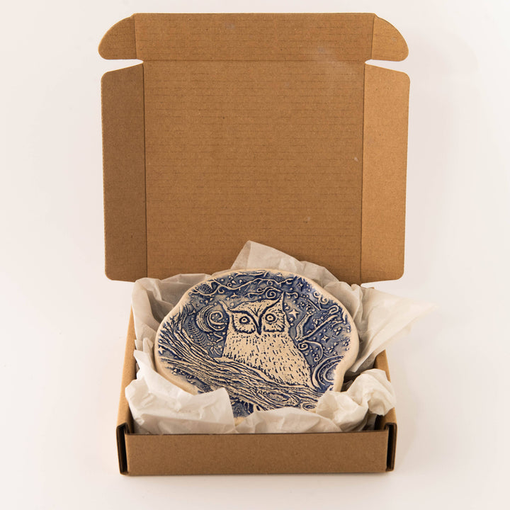 Blue Owl Perched Spoon Rest