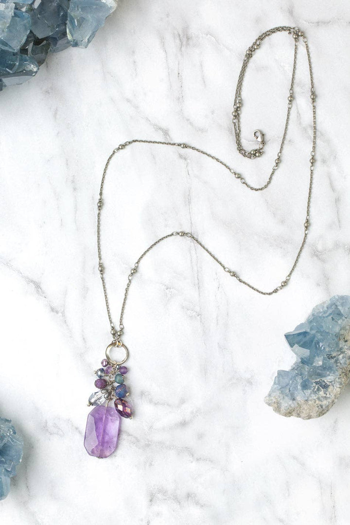 Reflections Amethyst + Crystal Cluster Necklace