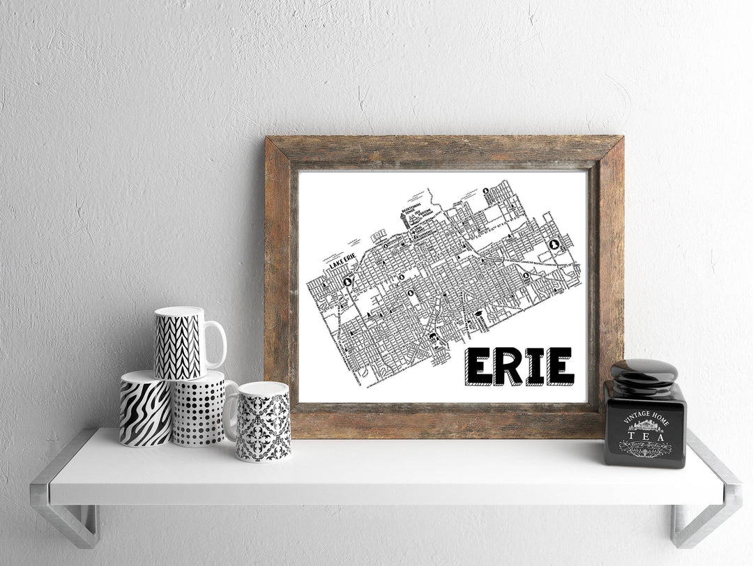 Erie Pennsylvania Map Print