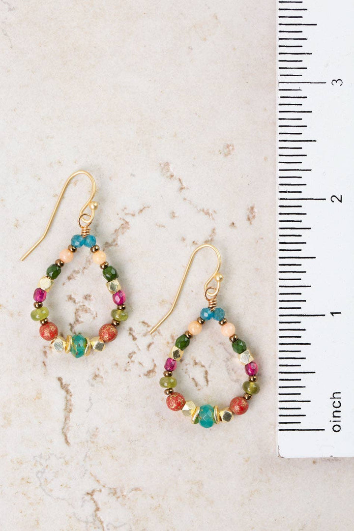 Farmers Market Czech Glass, Gossular Garnet, Apatite Hoop Earrings