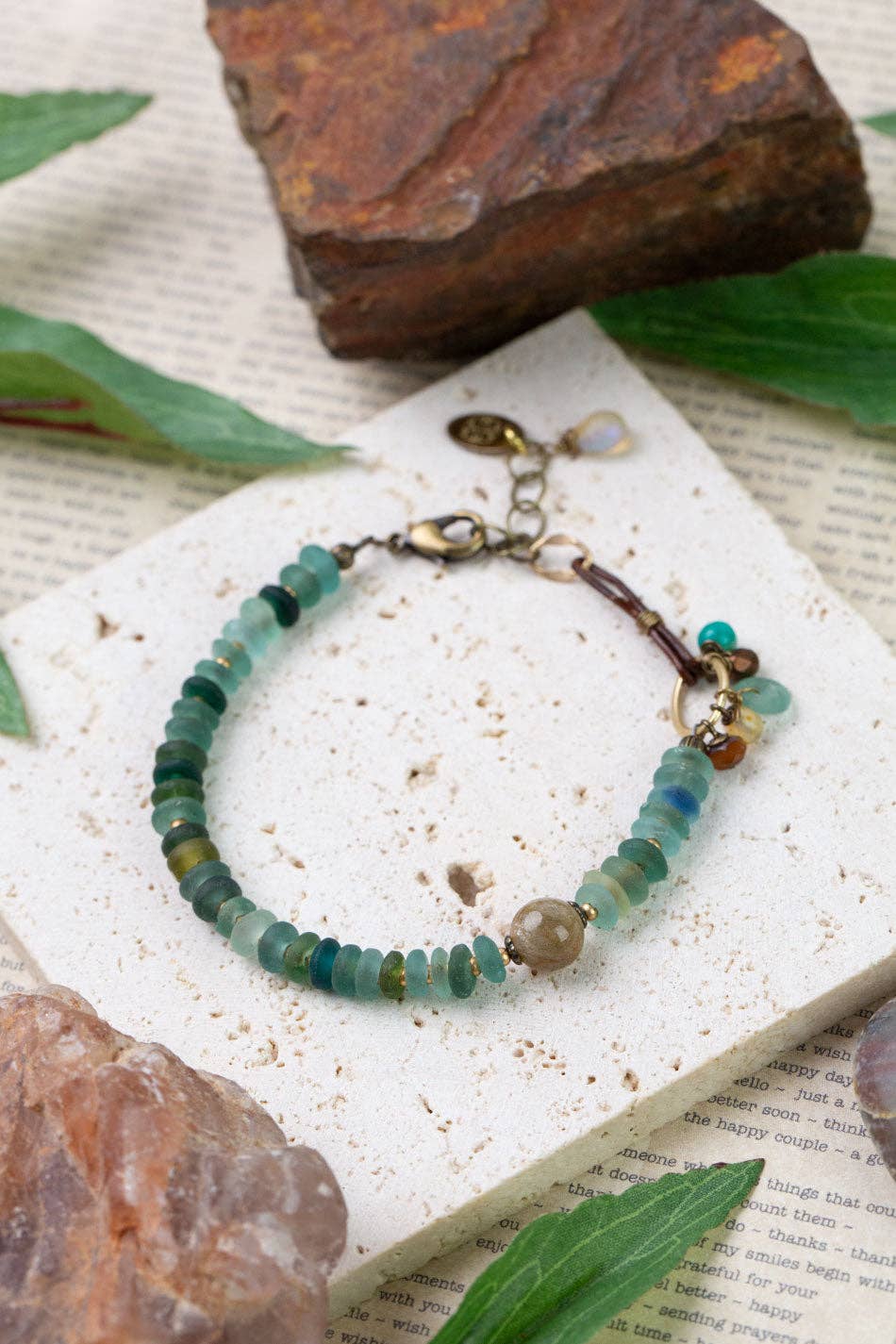 Atlas Roman Glass + Labradorite Collage Bracelet