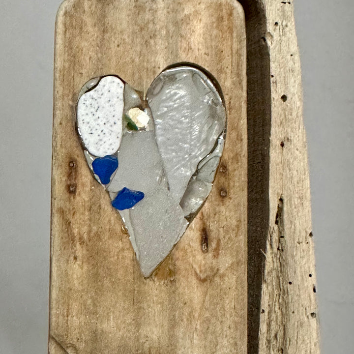 Driftwood + Beach Glass Spinning Heart