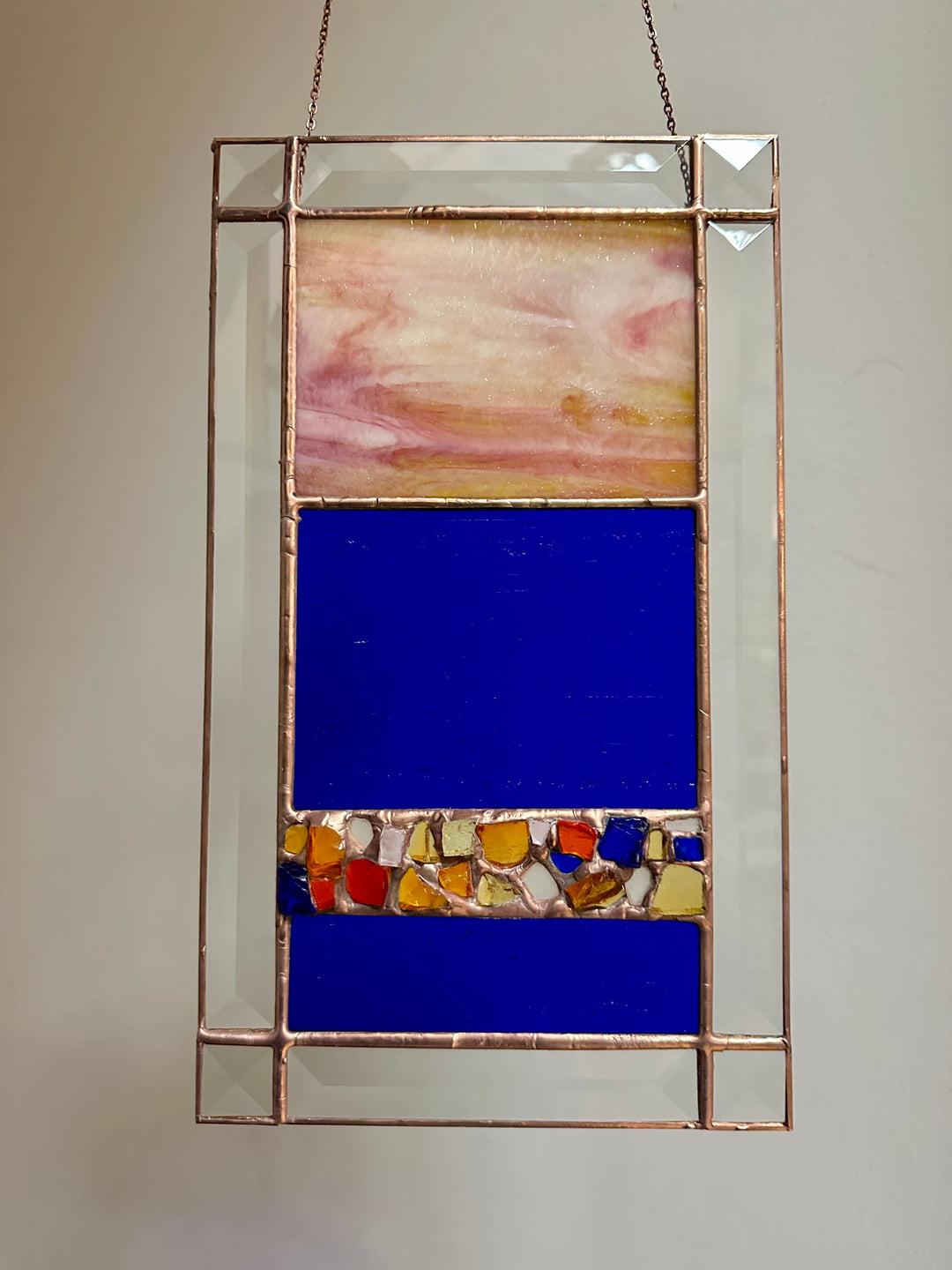 Glass Panel Pink, Yellow + Dark Blue