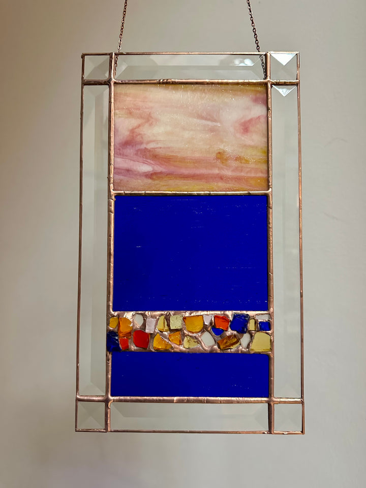 Glass Panel Pink, Yellow + Dark Blue