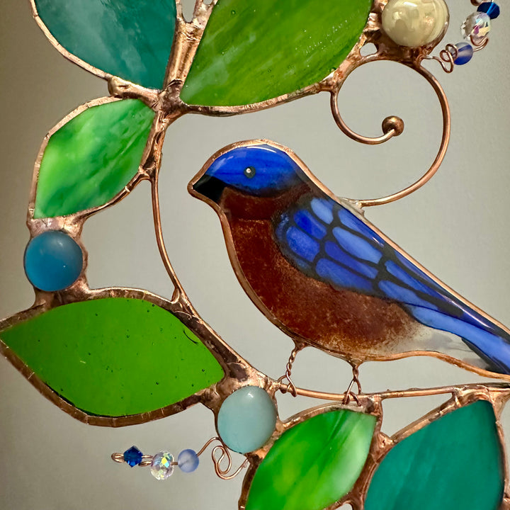 Bluebird on Wire Stained Glass