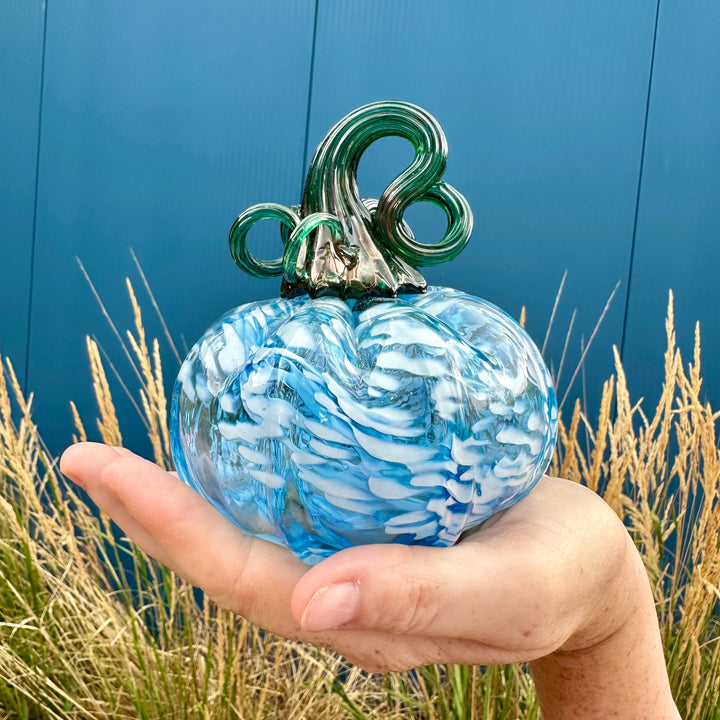 Blue + White Glass Pumpkin
