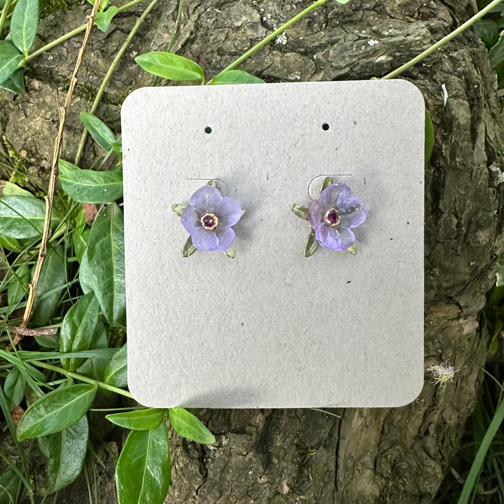 French Bouquet Post Earrings - Purple