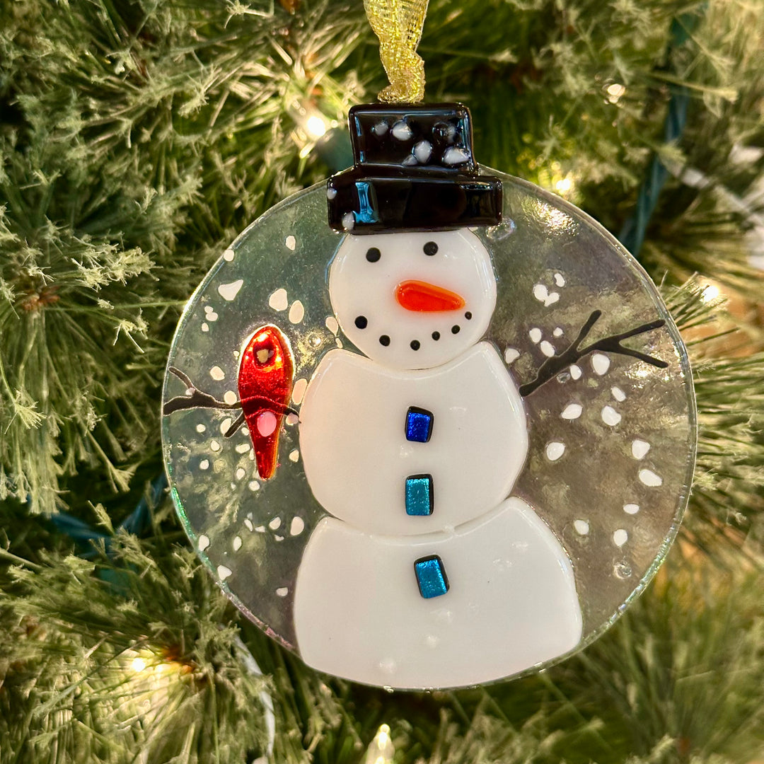 Snowman with Cardinal Ornament