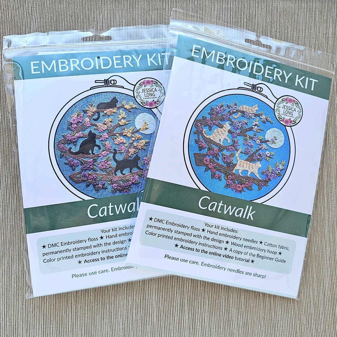 Black Cats &amp; Full Moon Hand Embroidery Kit