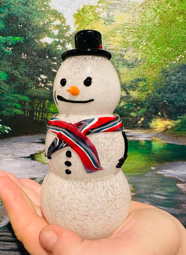 Snowman Medium Blue + Red Scarf