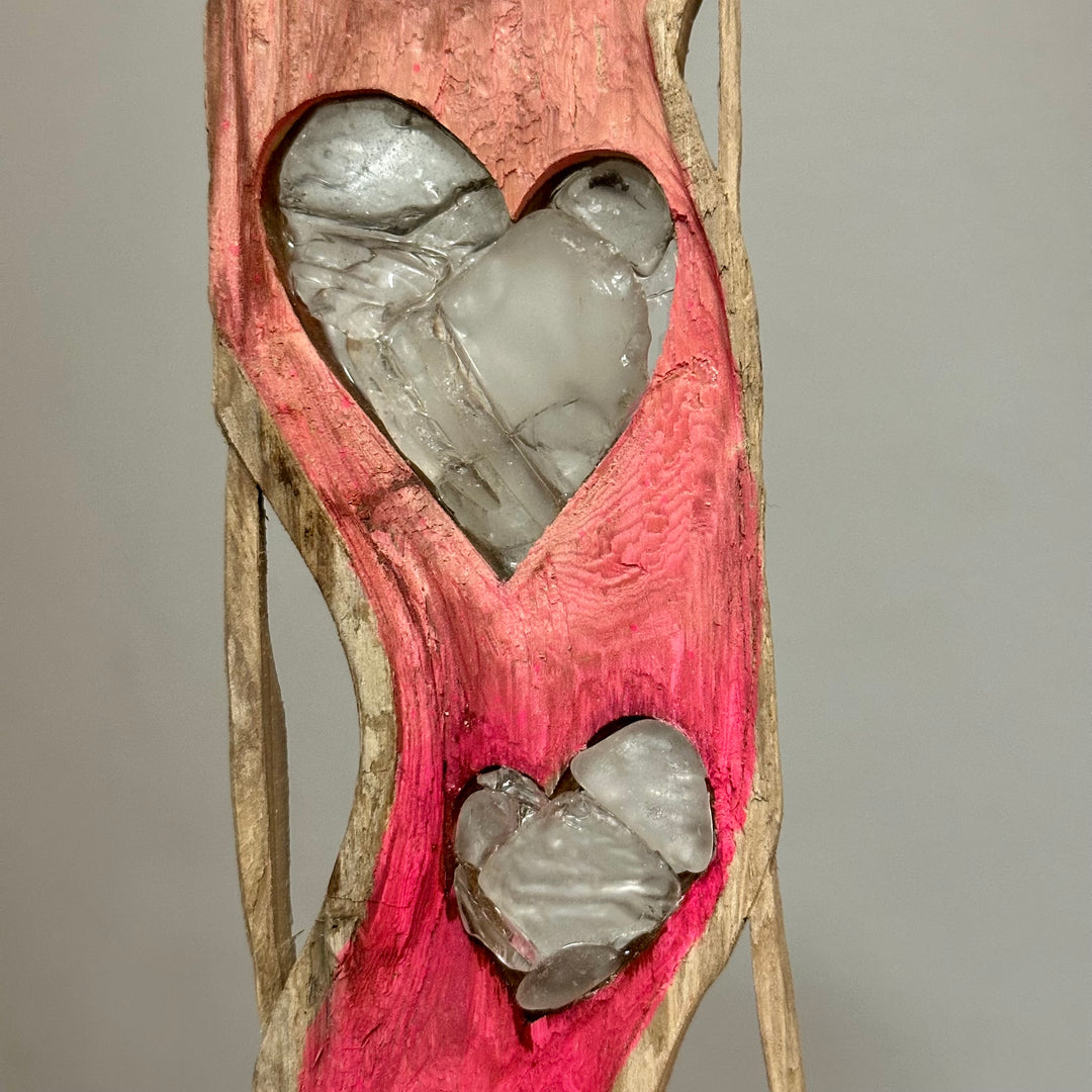 Driftwood + Beach Glass Pink Flowing Love