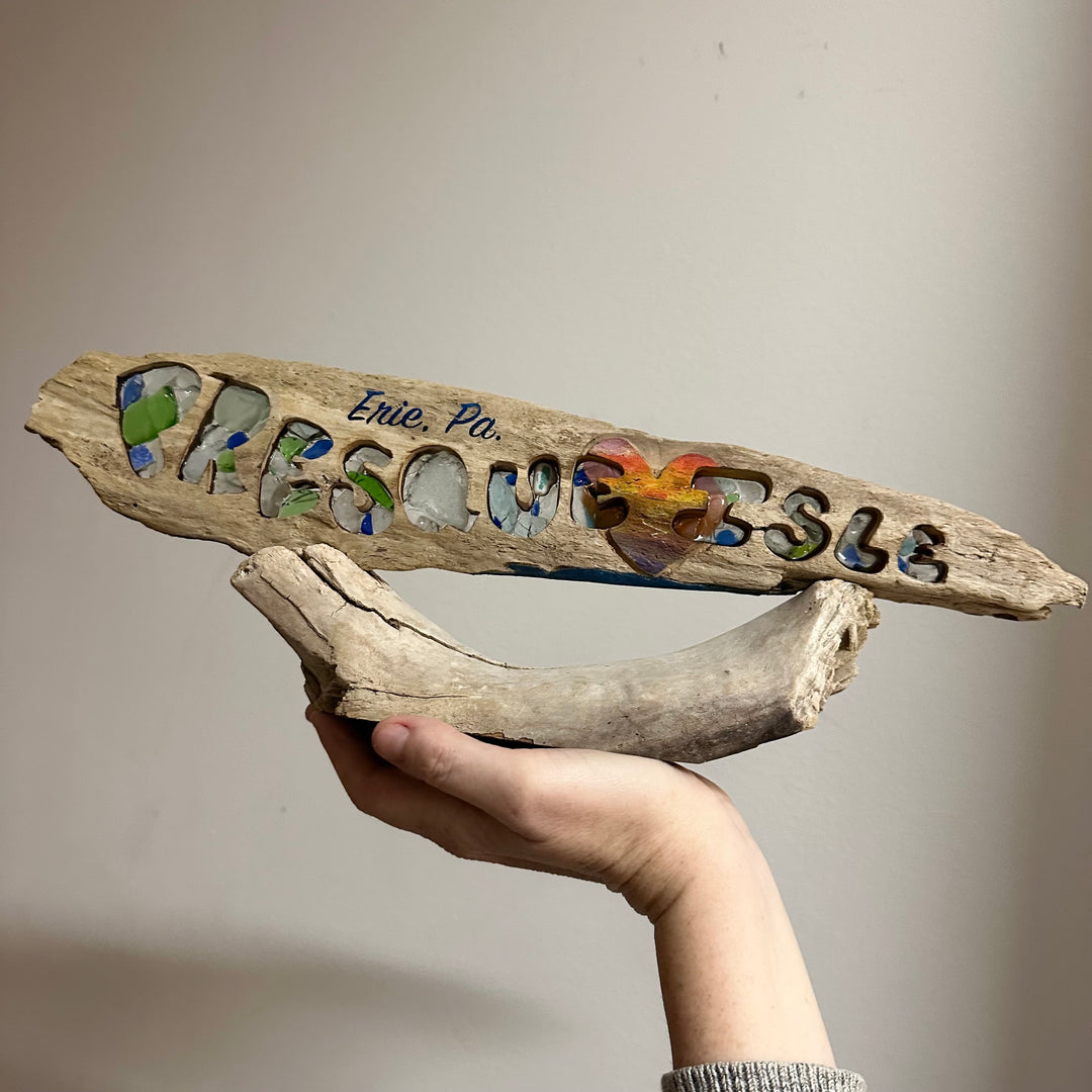 Driftwood + Beach Glass Presque Isle Stand Large