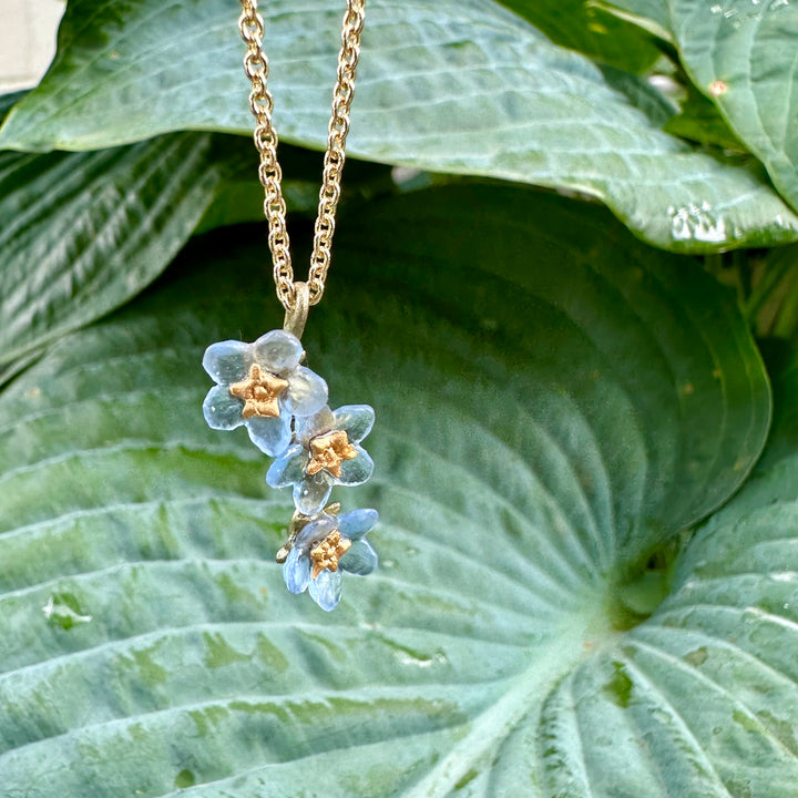 Forget Me Not Triple Flower Pendant Necklace