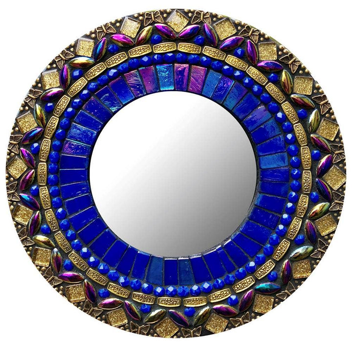 Versaille Cobalt Round Mosaic Mirror