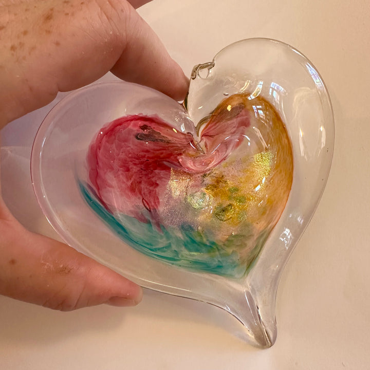 Medium Glass Heart - Fiji