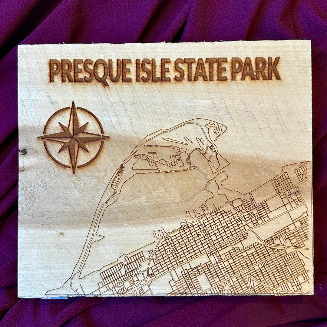 Presque Isle State Park Map on Wood