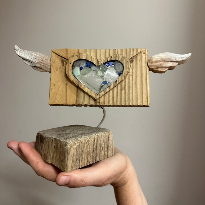 Driftwood + Beach Glass Winged Love Letter