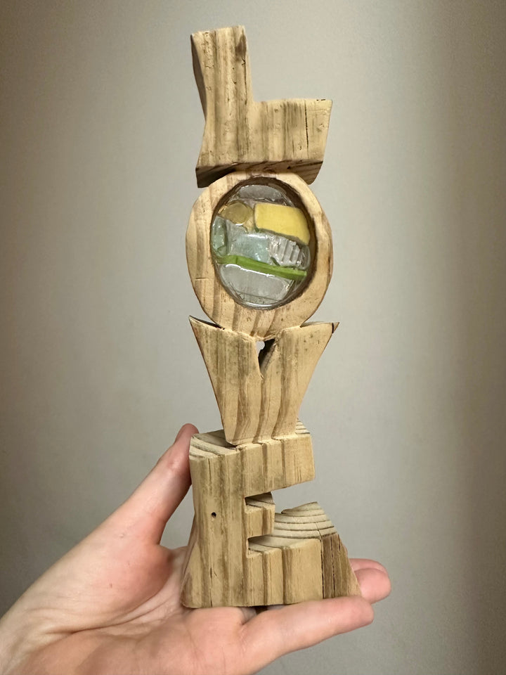 Driftwood + Beach Glass Tower of Love