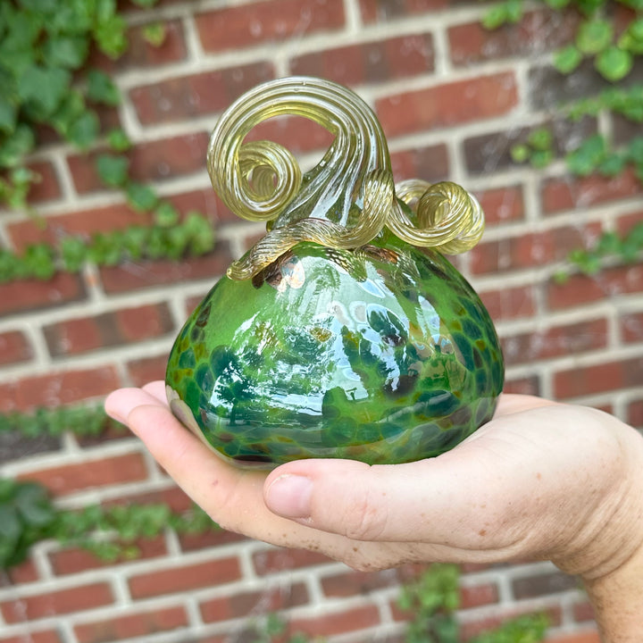 Small Glass Pumpkin Green + Blue