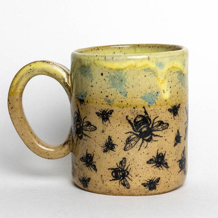 12 oz. Bee Pattern w/ Yellow Dip Ceramic Mug