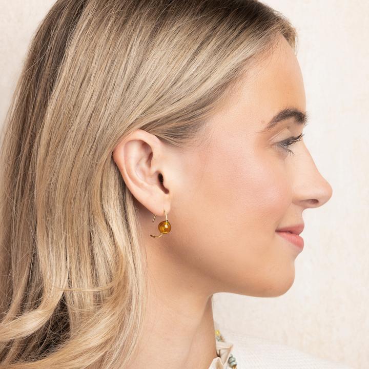 Topaz + Gold Refined Glass Hoop Earrings