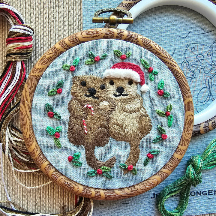 Holiday Otterly Adorable Ornament Embroidery Kit