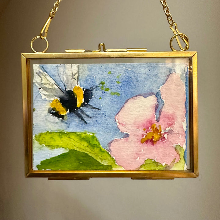 Mini Bumble Bee + Pink Flower