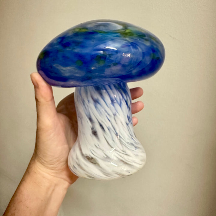 Mushroom Blue Cap on White Stem