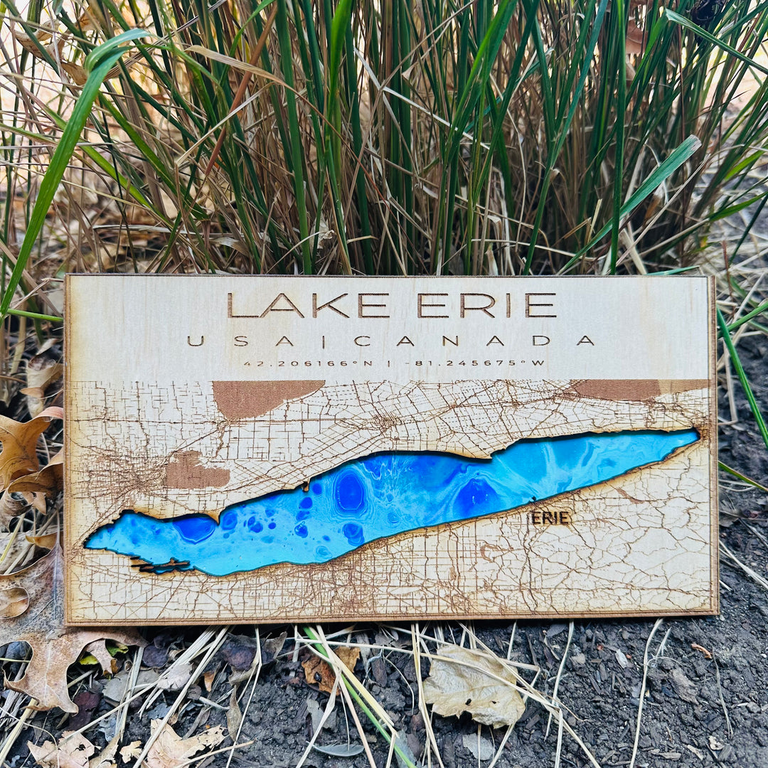 Lake Erie Map Small - Blue + Aqua