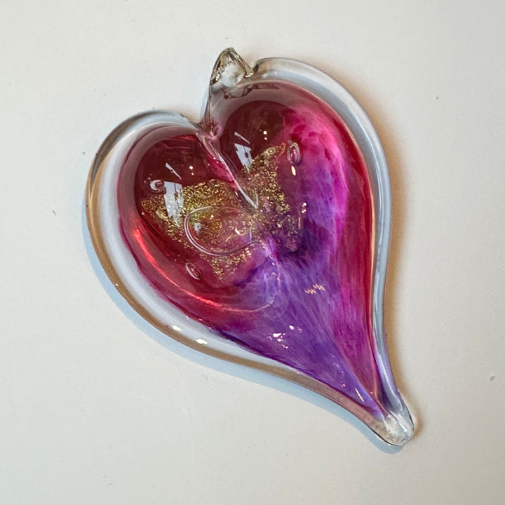 Small Glass Heart - Pink + Purple