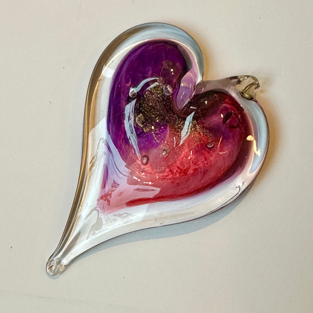 Small Glass Heart - Pink + Purple