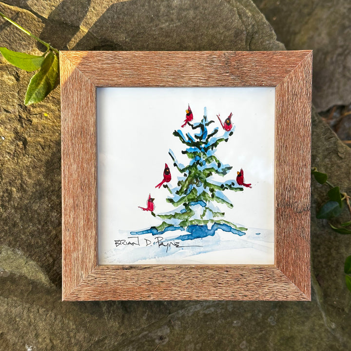 Cardinals in Winter Mini Painting